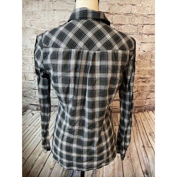 Eddie Bauer Long Sleeve Women’s Shirt‎ Button Green Plaid Cotton M Lightweight - Picture 3 of 3